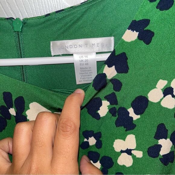 NWT LONDON TIMES Plus Size Elbow Sleeve Midi Dress women’s size 16 - Picture 5 of 9